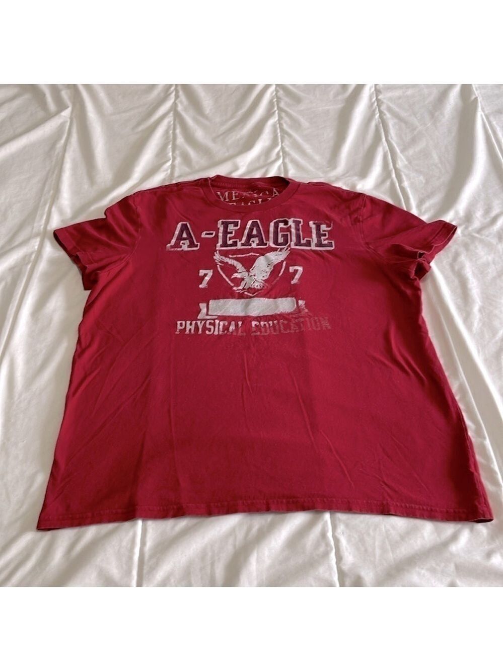 American Eagle Outfitters Red Athletic Fit Logo T-Shirt Size Large